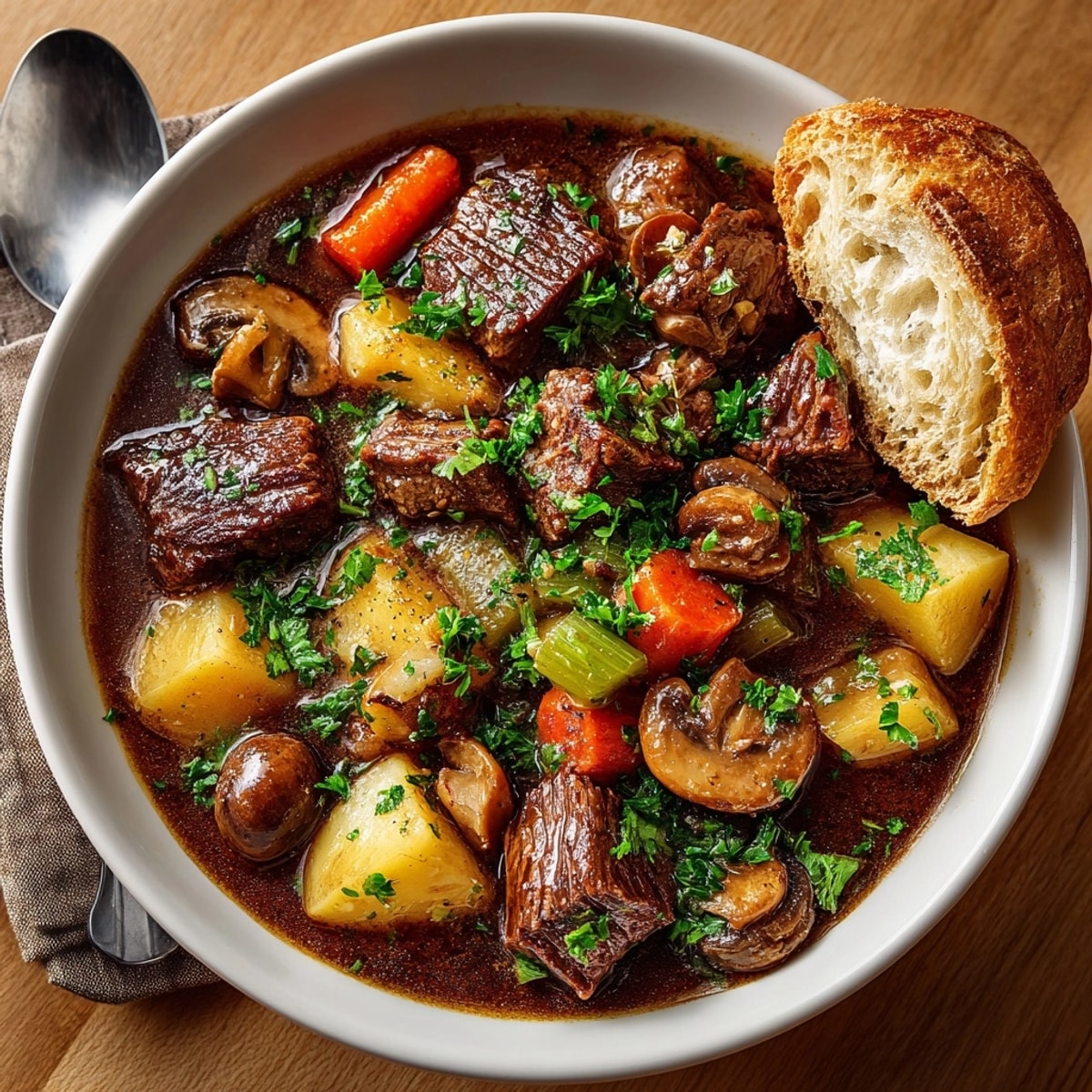 Rich and savory Slow Cooker Beef Stew with Root Vegetables showing fall-apart beef and colorful potatoes