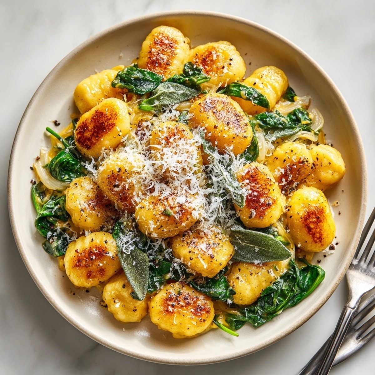 Delicious and easy One-Pot Pumpkin Gnocchi, with pumpkin purée and spinach, perfect for fall dinners.