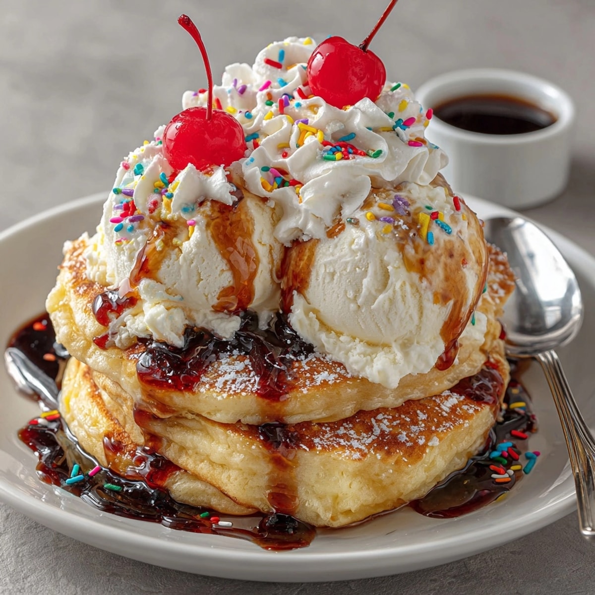 Rebel Soda Float Pancake Wraps: Fluffy pancakes wrapped around ice cream, drizzled with fizzy soda syrup.