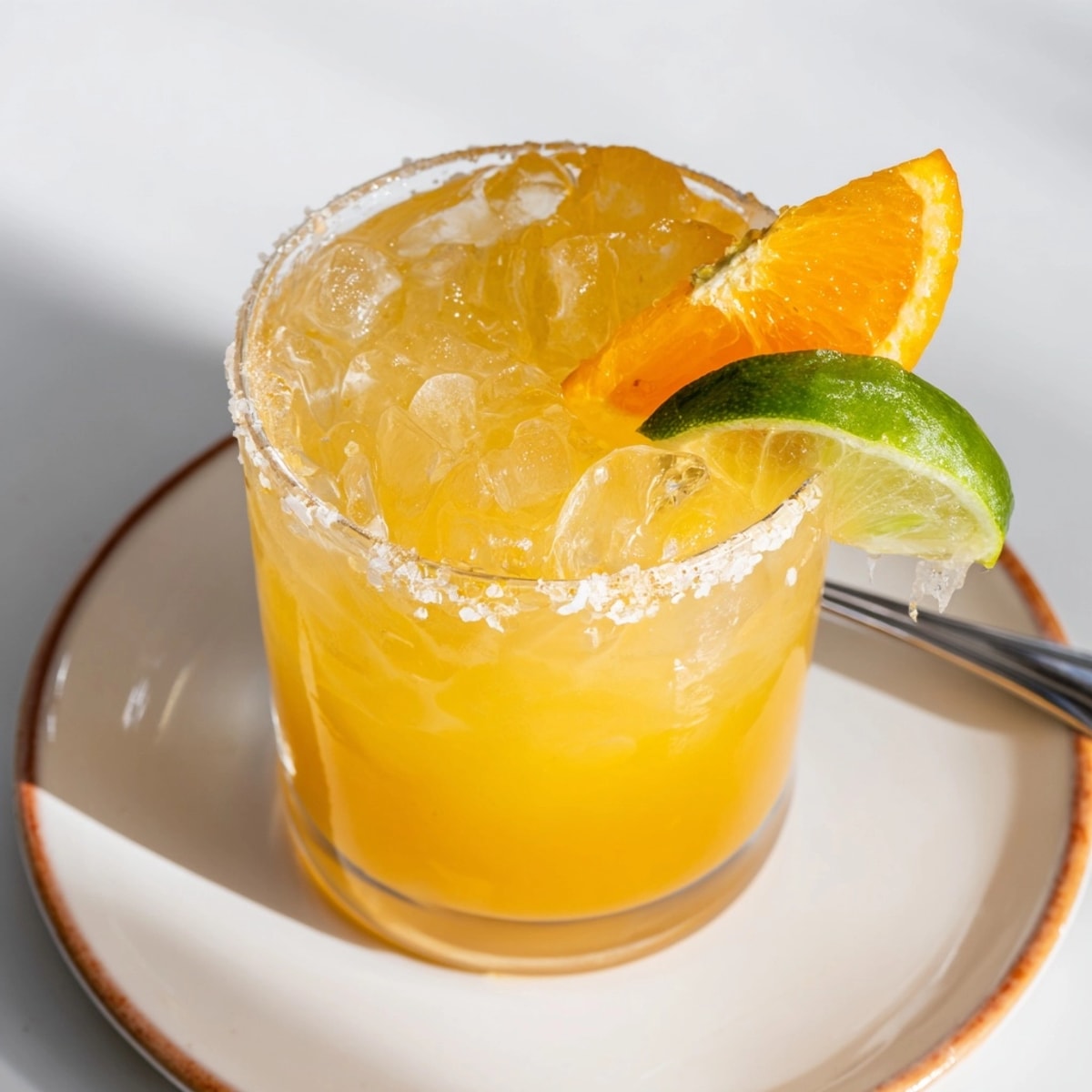 Pouring a festive Tangerine Margarita from a shaker; vibrant tangerine juice flows.
