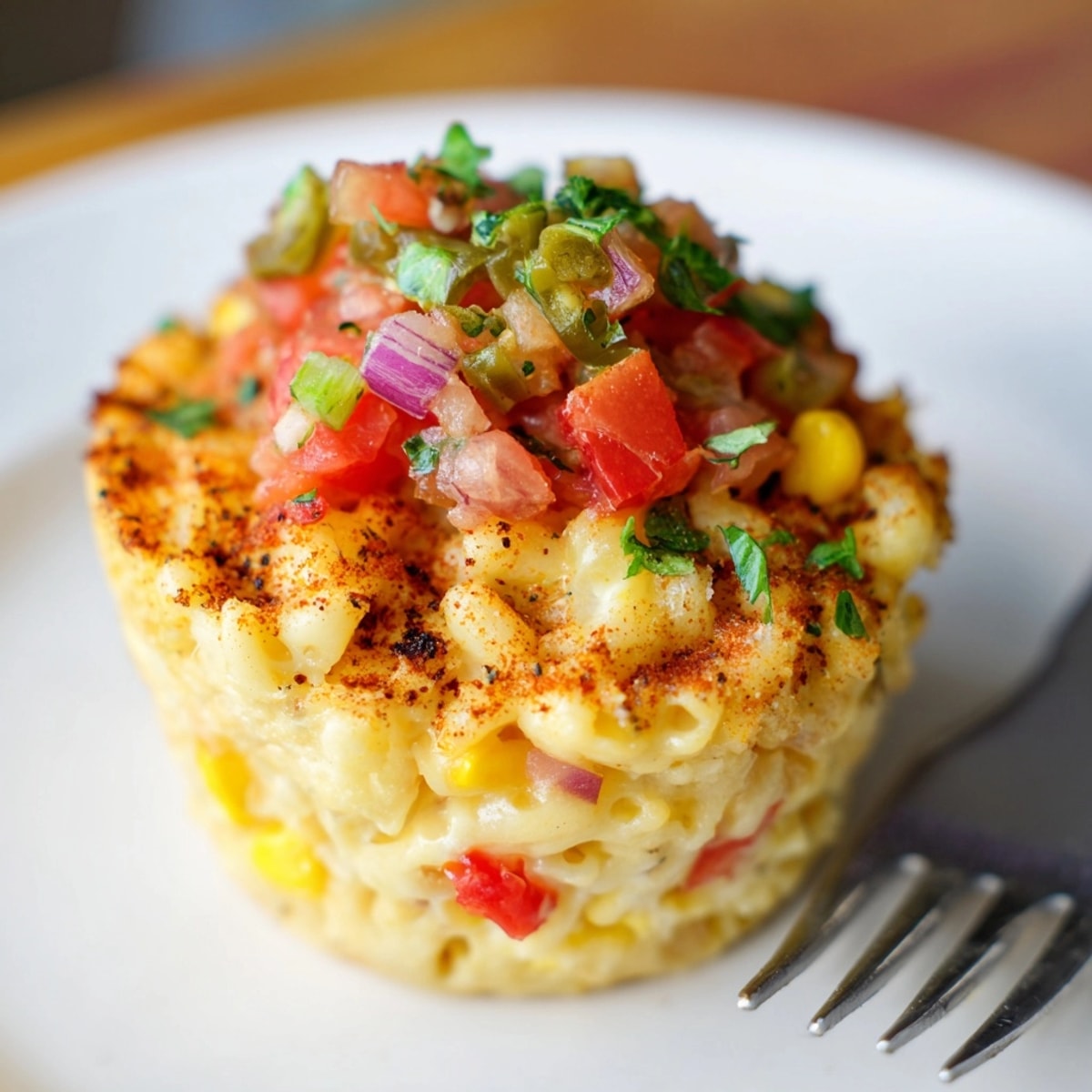 Golden-baked Mac and Cheese Taco Egg Muffins, a savory breakfast with cheesy taco zest.