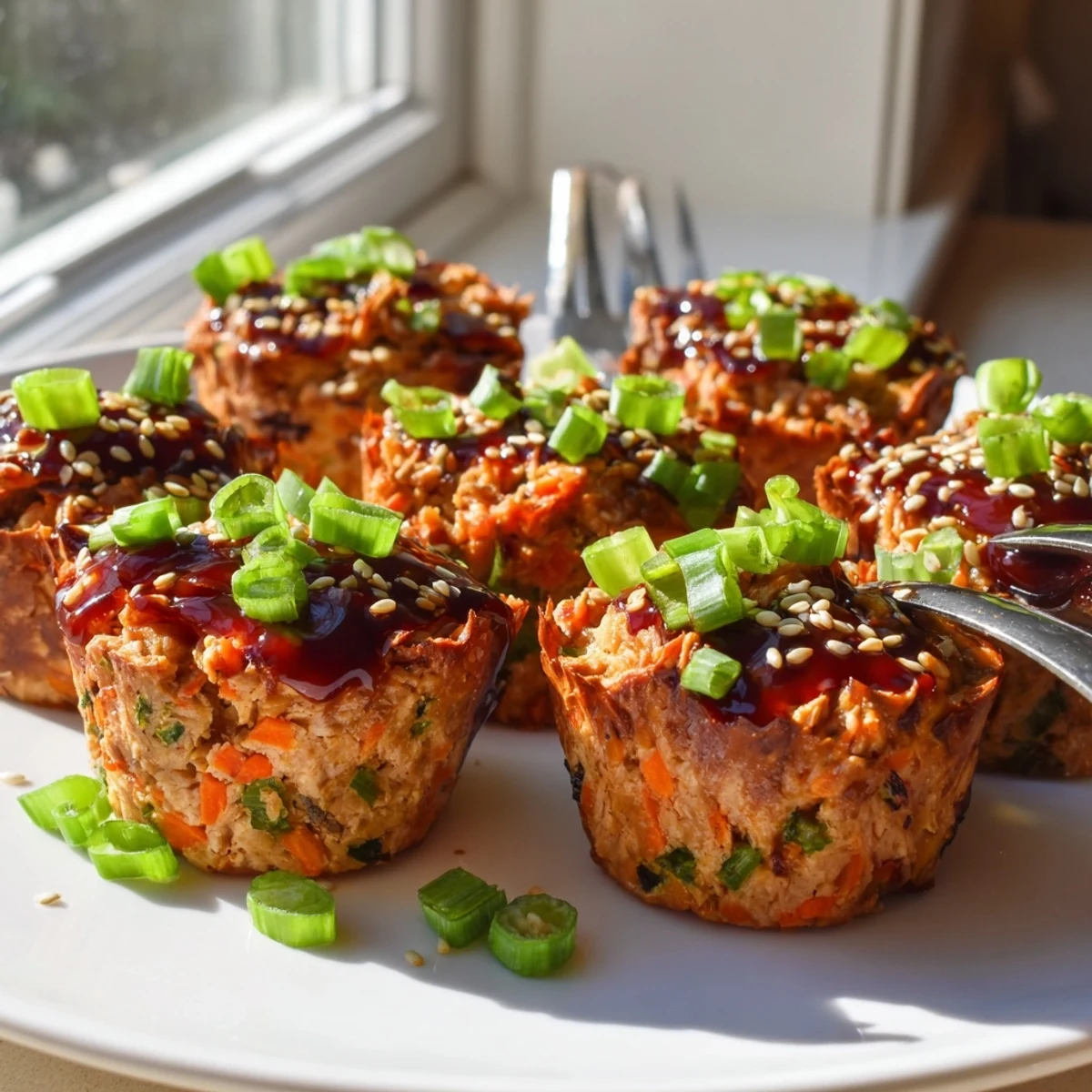 Fluffy turkey muffins infused with teriyaki, a delicious high-protein snack option.  