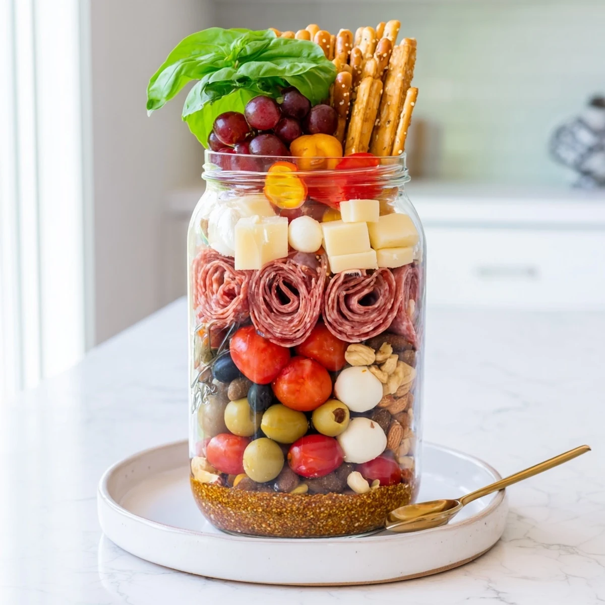 Exciting Monster “Chaos” Charcuterie Jar showcasing bold meats, cheeses, and fresh veggies.