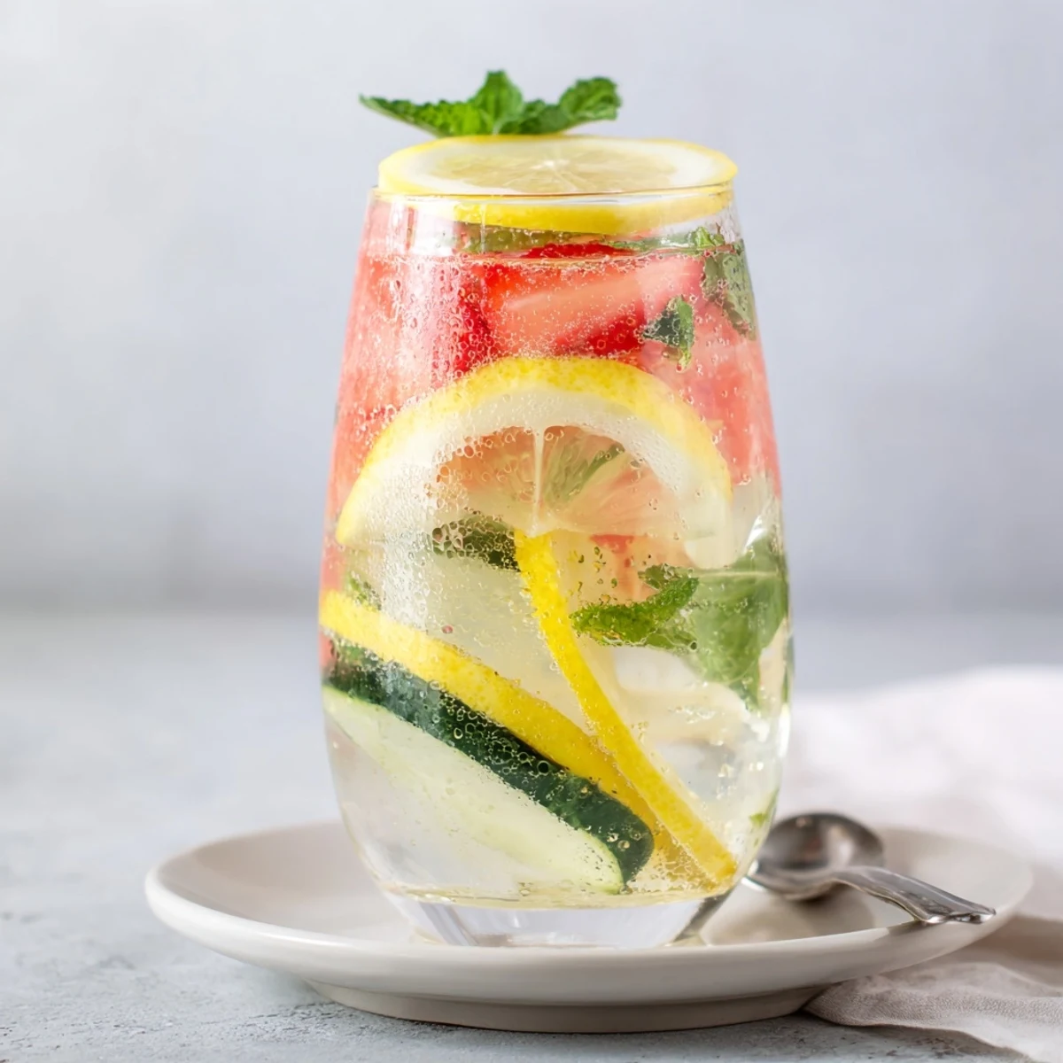 Refreshing Water-Based Mocktails with fresh fruit and mint for a vibrant summer sip.  