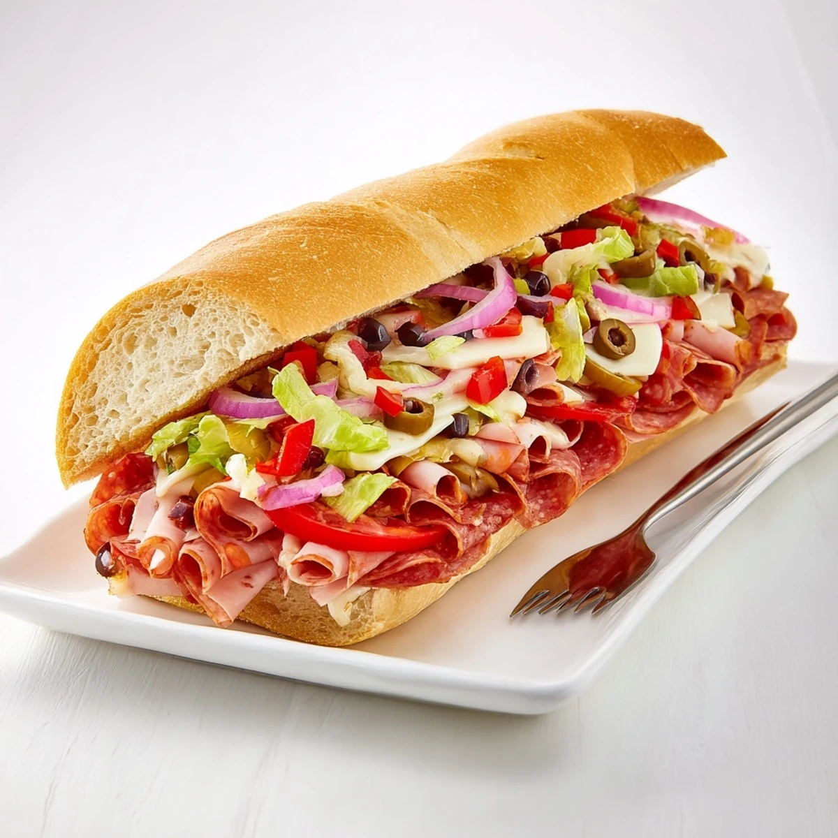 Vibrant Flavor Mash-Up Sandwiches piled high with fresh vegetables and meats.  