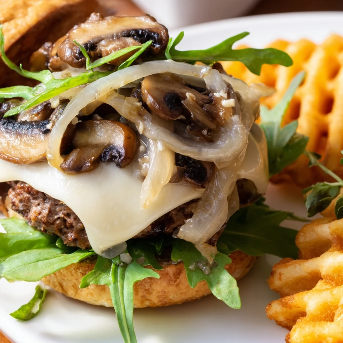 Mushroom Swiss Burger Fries