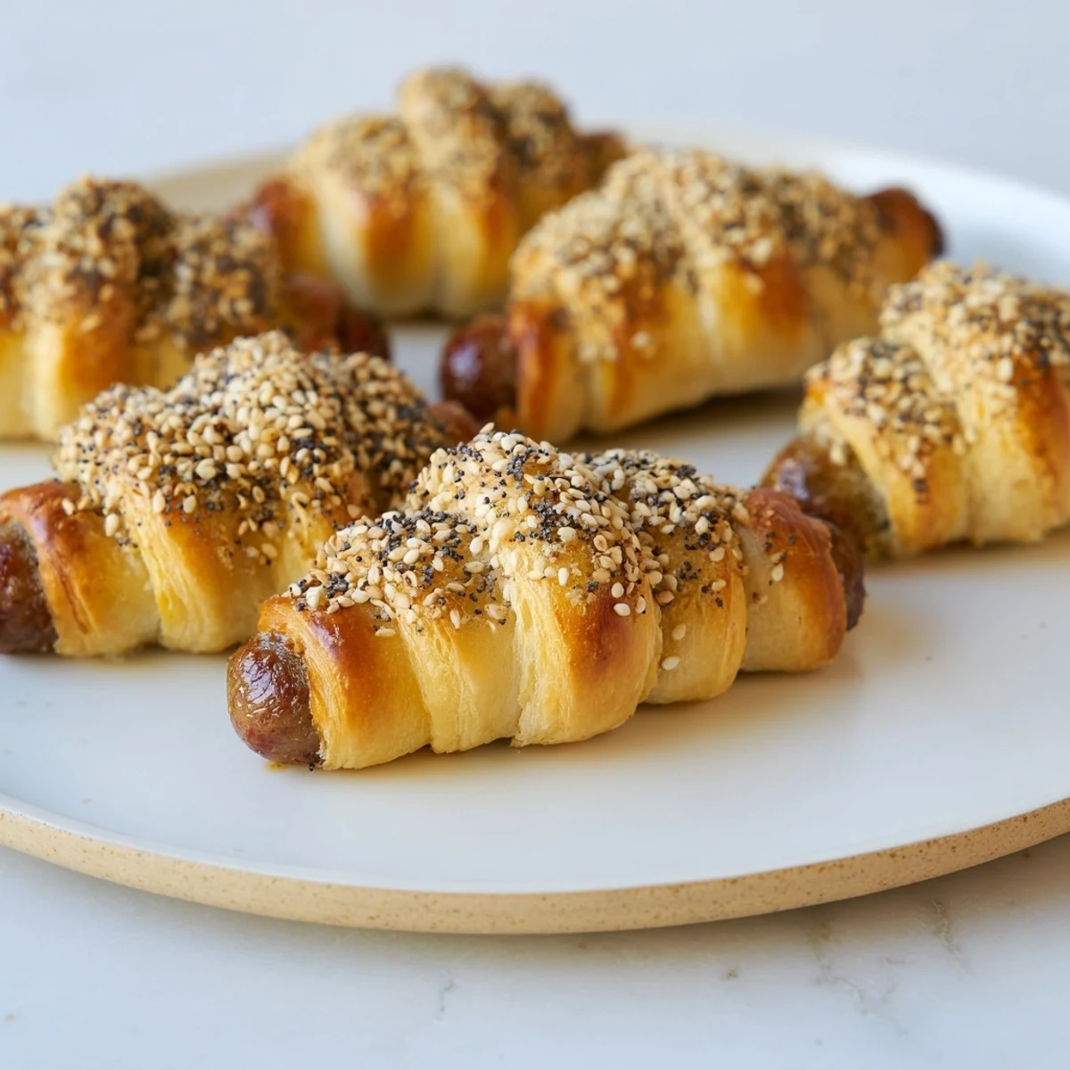 Golden Everything Bagel Pigs in a Blanket fresh from the oven, perfect for sharing and easy to eat.