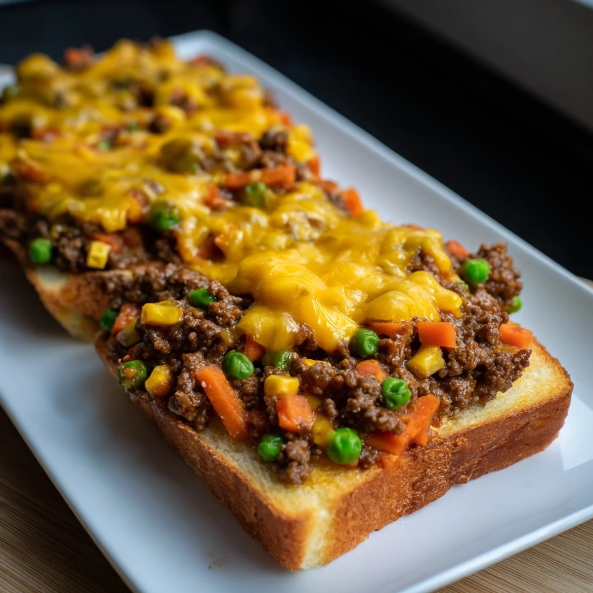 Savory 5-Ingredient Sloppy Joe Casserole with melted cheddar, served hot and ready to eat.