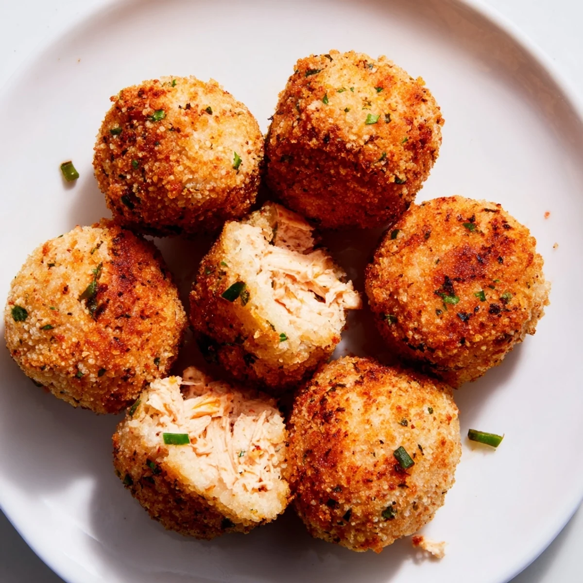 Close-up of freshly air-fried Air Fryer Spicy Ranch Chicken Croquettes, perfect for appetizer.