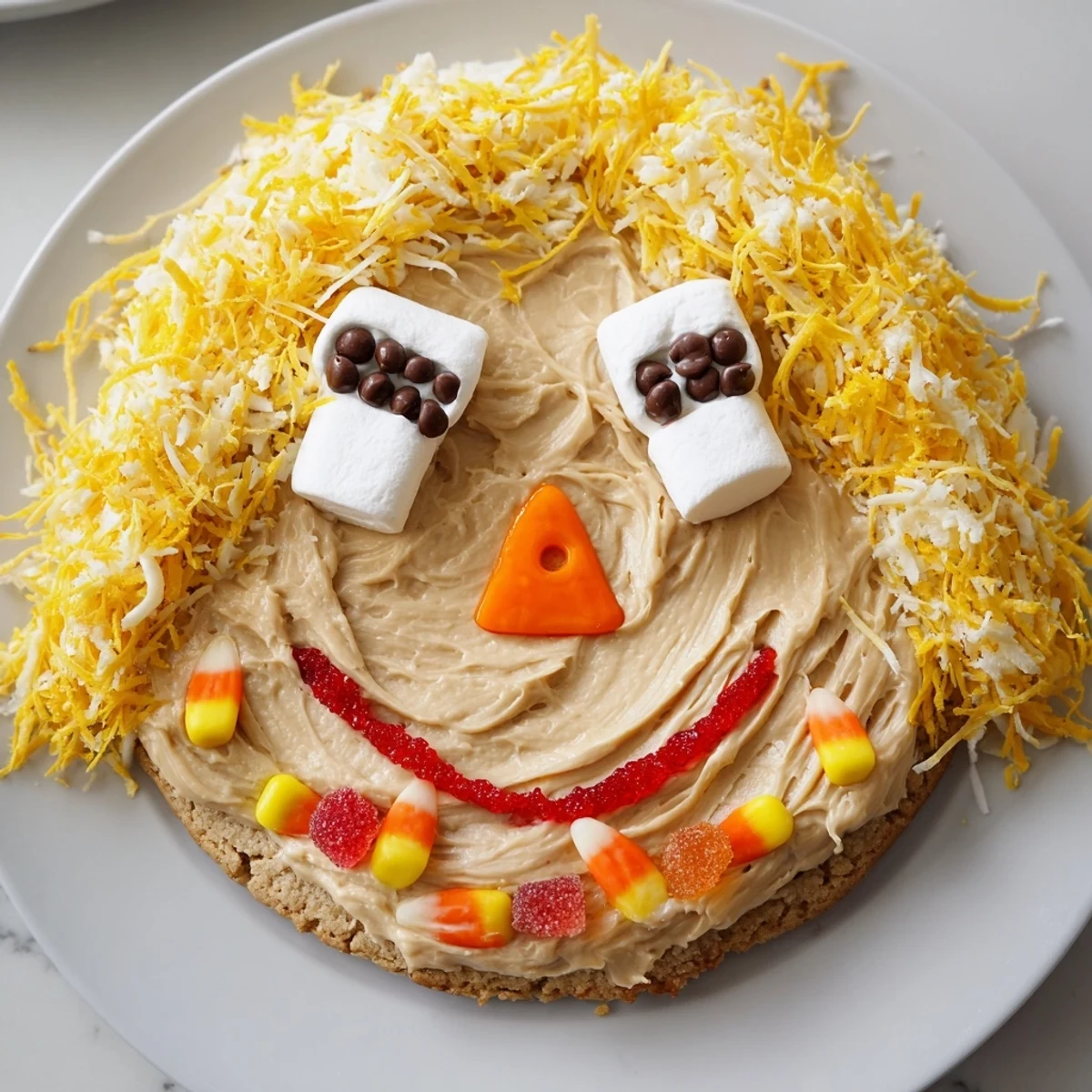 Scarecrow Candy Platter featuring a whimsical arrangement of colorful candies and joyful decorations.