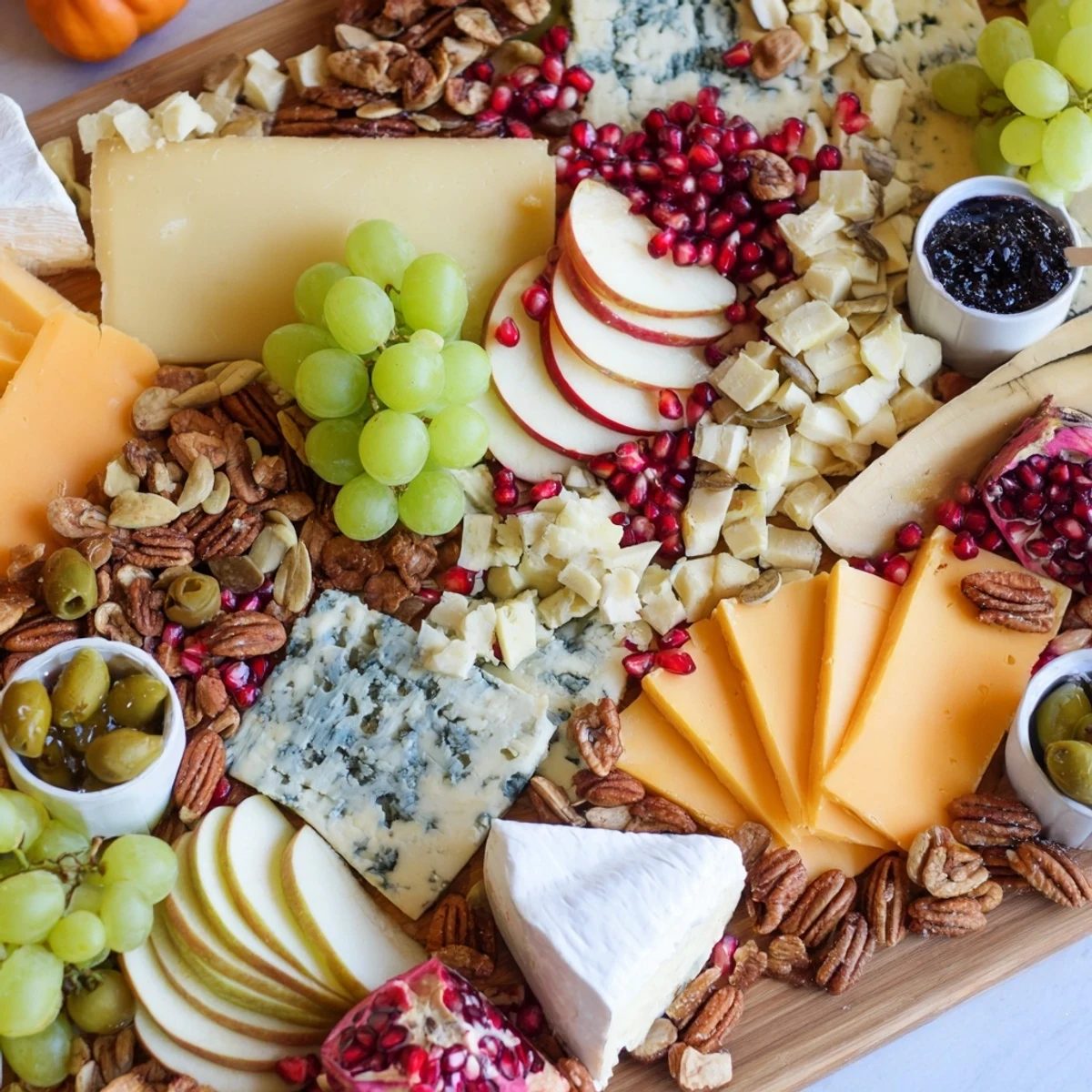 A beautiful Cornucopia Harvest Board overflowing with colorful fruits, artisan cheeses, and savory meats.