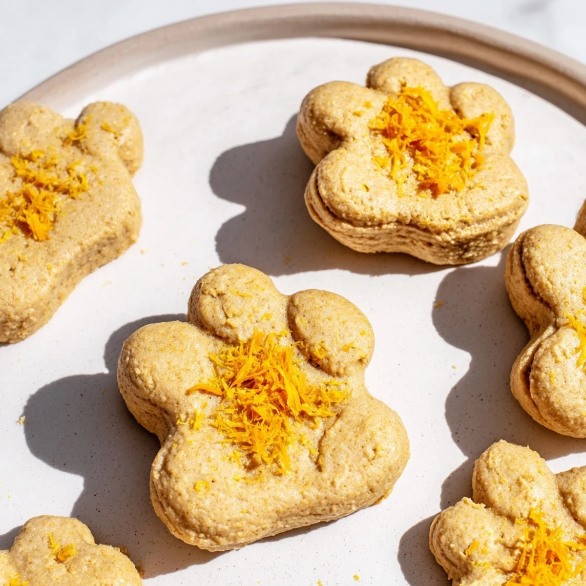 Golden-brown Friendly Dog Paw Treats, freshly baked and ready for a happy tail-wagging pup.