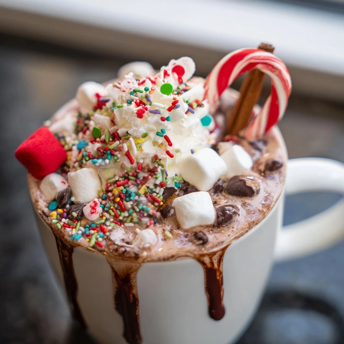 Enjoy a rich and creamy Reindeer Hot Cocoa Bar, perfect for warming up gatherings on chilly nights.