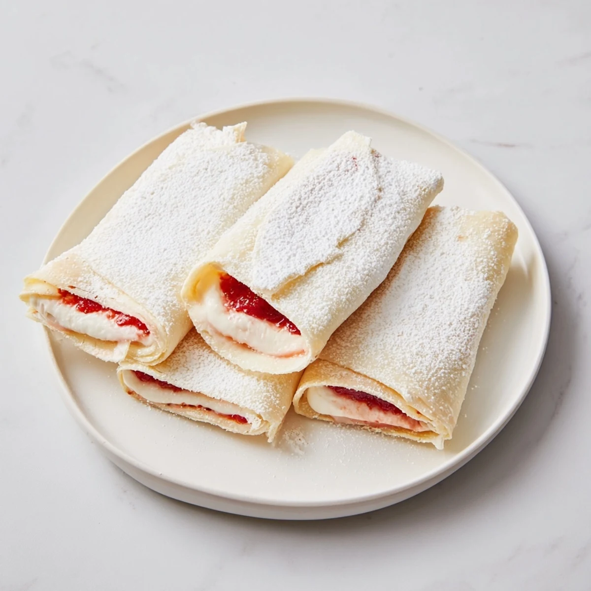 Sweet strawberry jam fills the soft flour tortillas of these delicious Snow Angel Tortilla Wraps, a delight to the eye.