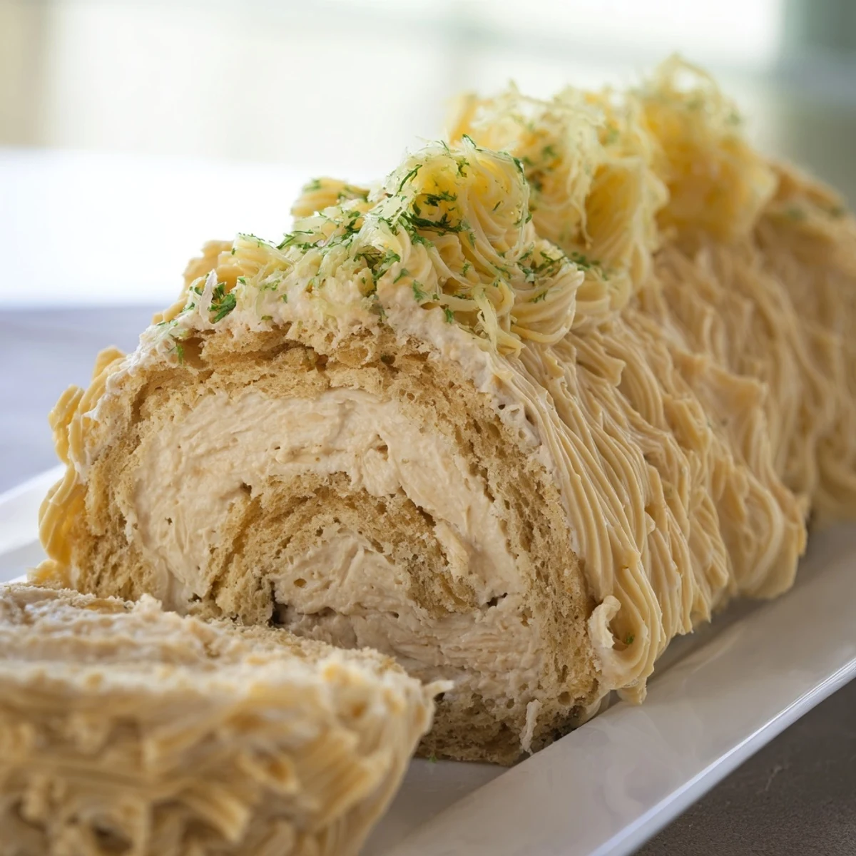 Imagine flaky phyllo in a Chicken and Pasta Crinkle Cake with herbs and melted cheese filling.