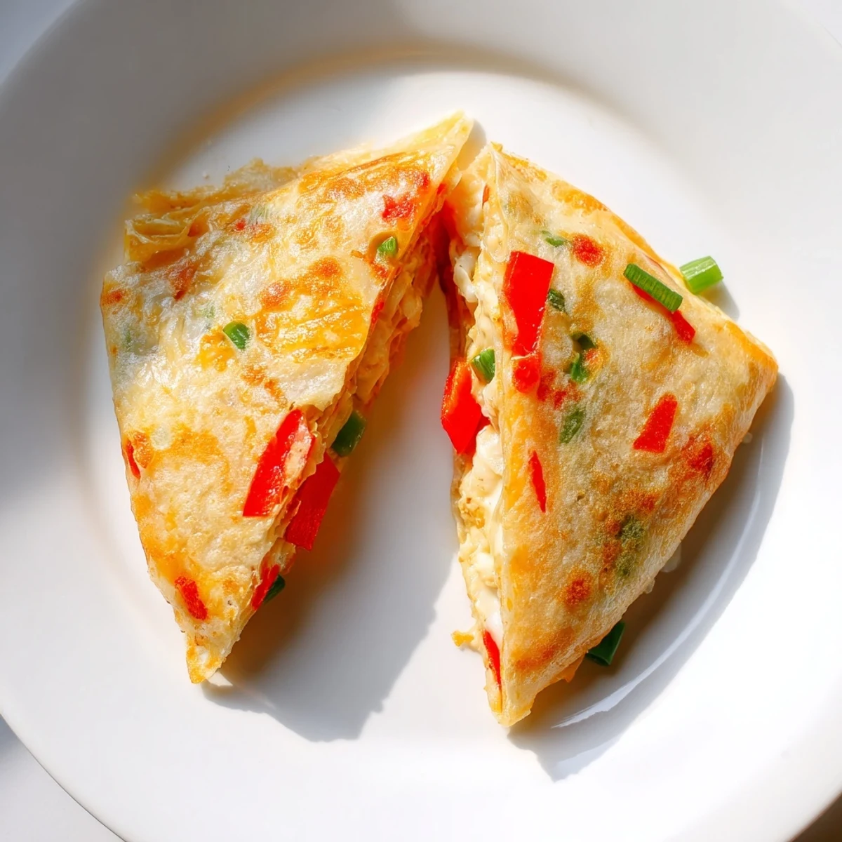 See this delightful Rice Paper Egg Cheese Wrap, showcasing a perfectly melted cheese and egg filling.