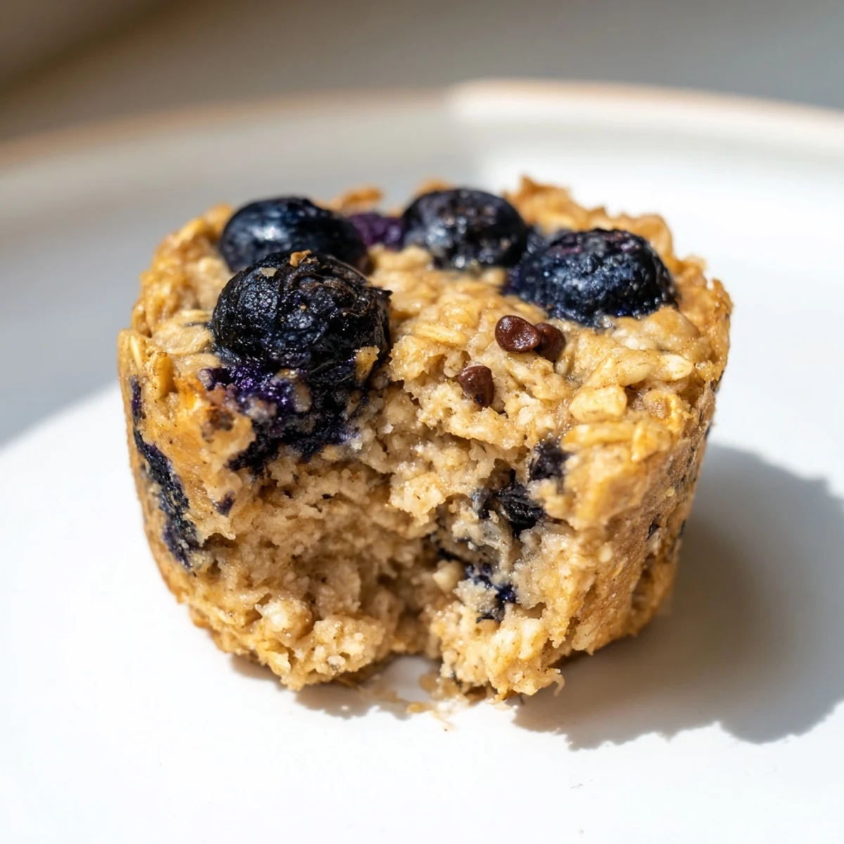 A close-up view of perfectly baked oatmeal cups, chewy and delicious, loaded with your favorite mix-ins.