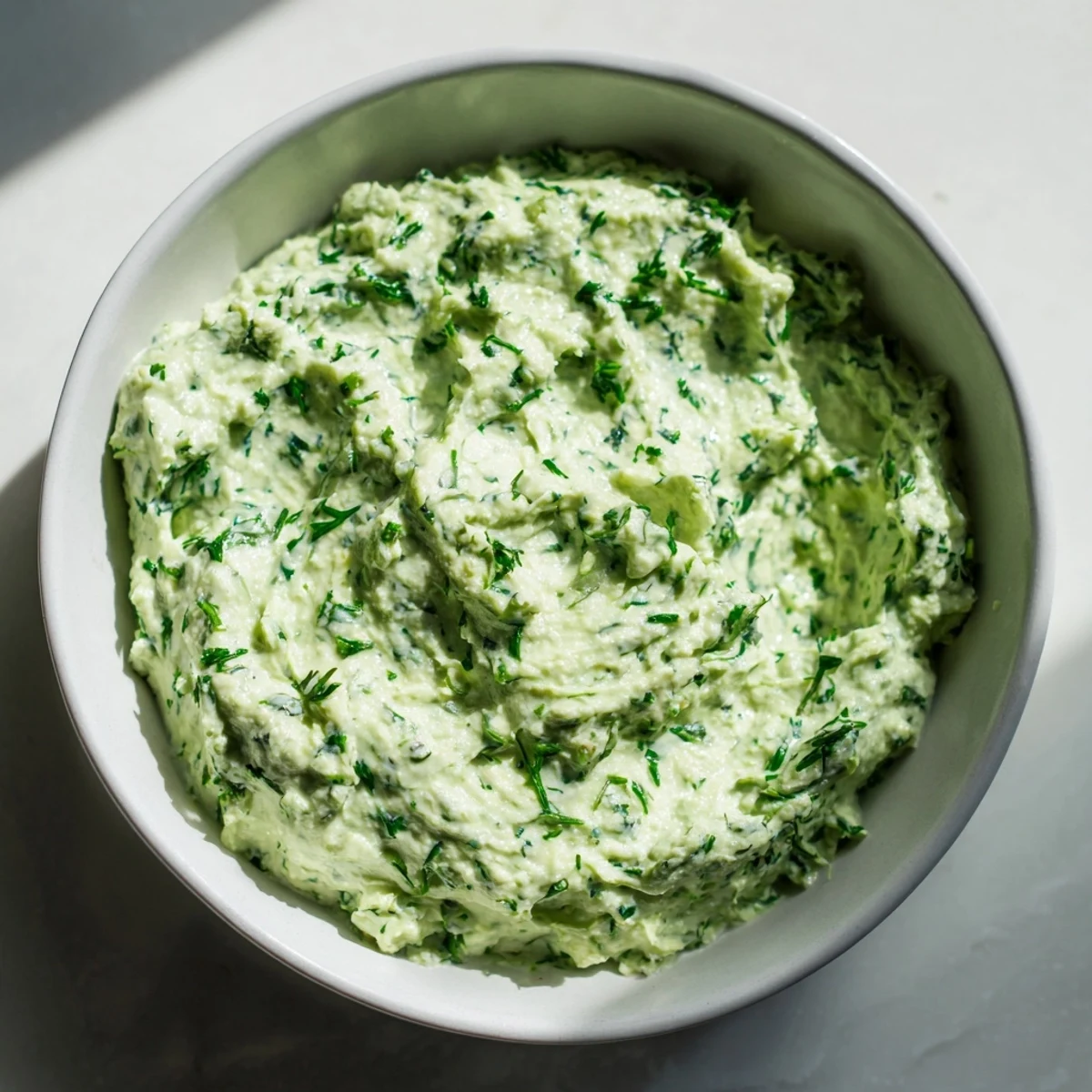 Freshly blended Green Goddess Dip, featuring a bright, zesty flavor, pictured with a colorful assortment of dippers.