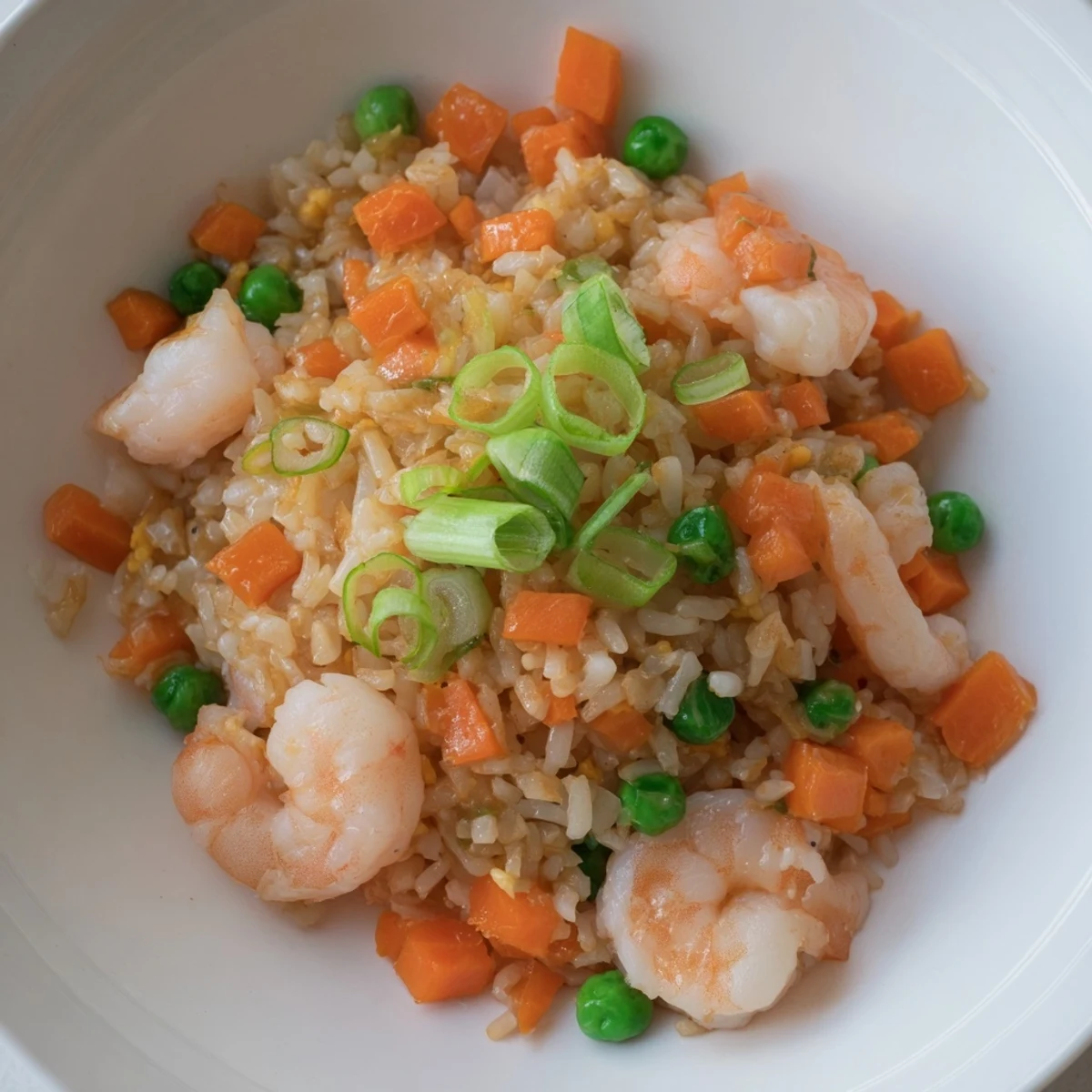 Golden, fluffy shrimp garlic fried rice with tender shrimp and vibrant vegetables, ready to eat!