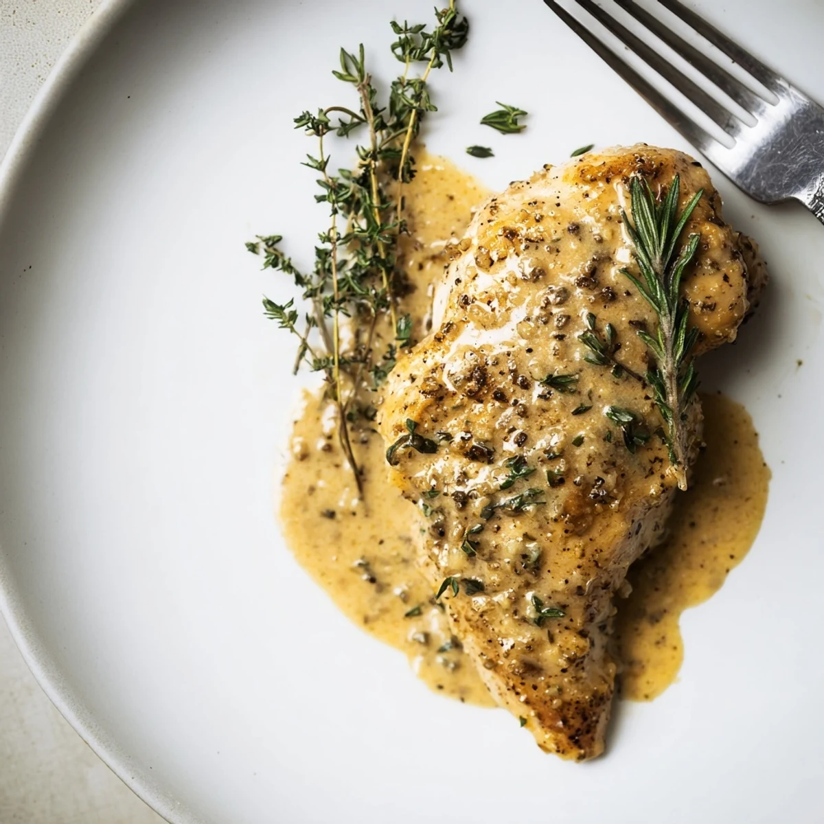 Sizzling chicken breasts coated in a rich honey Dijon glaze, paired with roasted vegetables in a rustic skillet for a satisfying meal.
