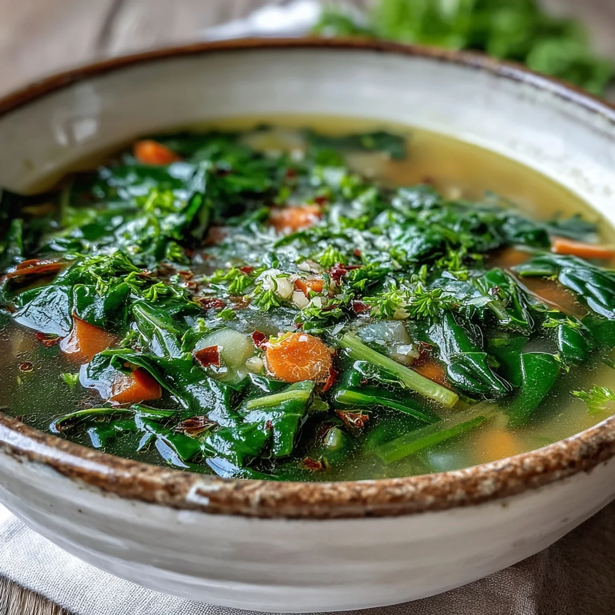 Savory Swiss Chard Soup, a comforting bowl packed with fresh vegetables.