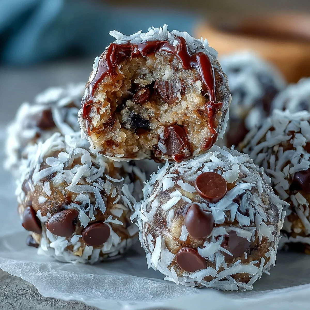 Homemade Moose Bites arranged on a platter, easy no-bake dessert ready to serve with hot coffee.