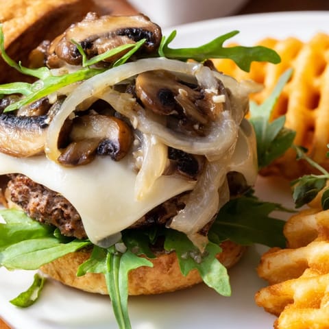 Mushroom Swiss Burger Fries