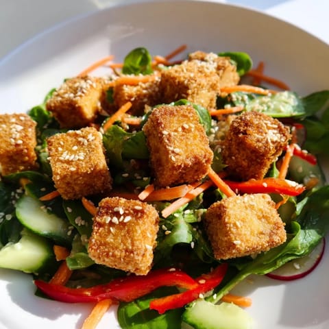 Golden Crispy Tofu Salad