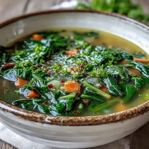 Savory Swiss Chard Soup, a comforting bowl packed with fresh vegetables.