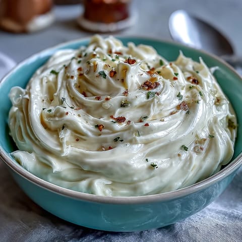 Rich, homemade garlic aioli with a smooth texture, ideal for spreading on sandwiches or drizzling over roasted seafood.