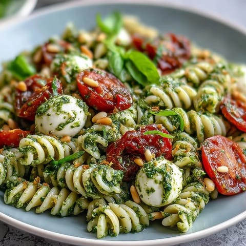 Summer Pasta Pesto Tomato Mozzarella