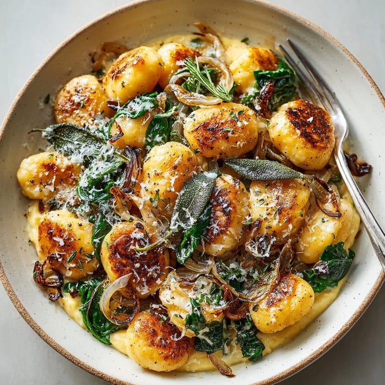 A rustic image of steaming One-Pot Pumpkin Gnocchi, showing off the rich brown butter sauce perfectly.