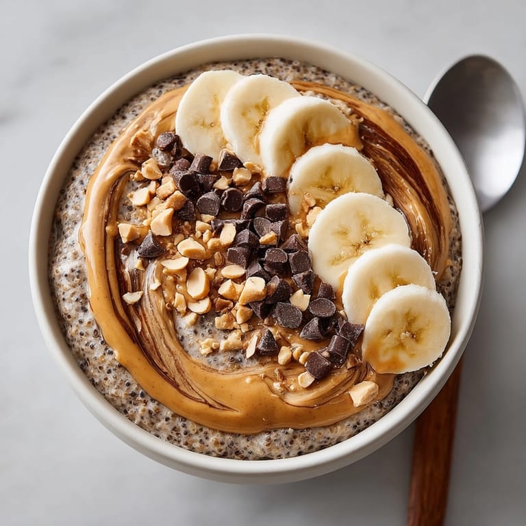 Rich and decadent chocolate peanut butter overnight oats topped with bananas and peanuts, a quick and easy start.