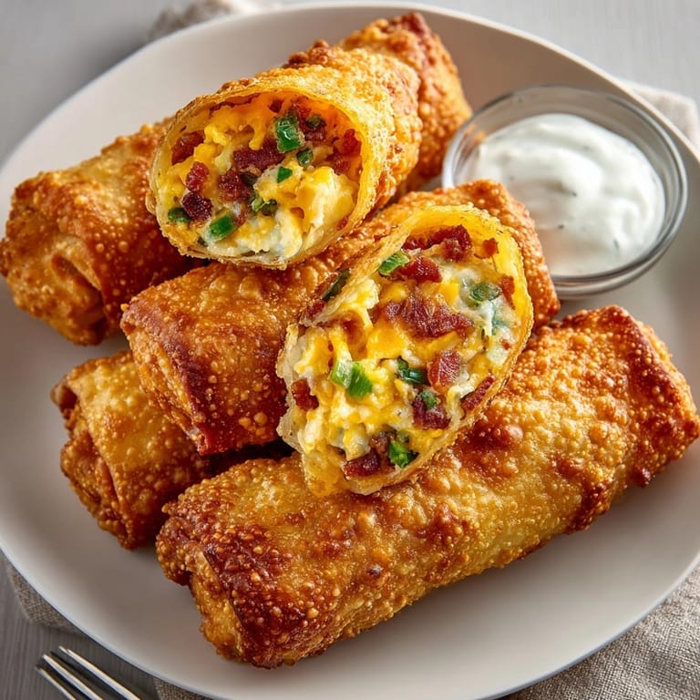 Jalapeno Popper Egg Rolls bursting with cheese, bacon, and jalapenos, perfect party appetizer.