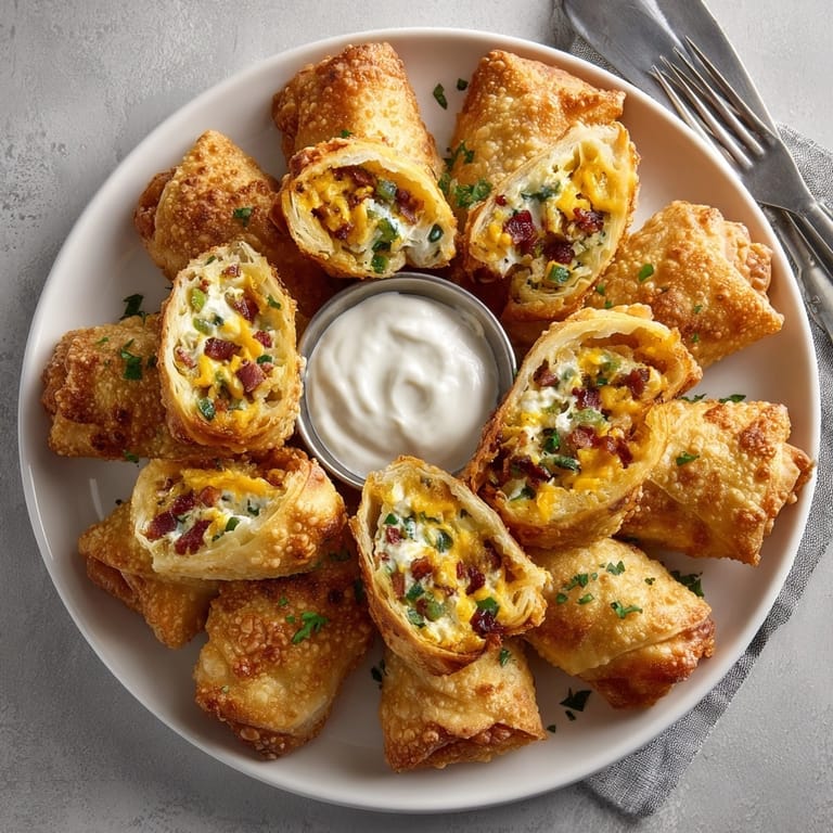 Plated Jalapeno Popper Egg Rolls with crunchy wrappers and cheesy filling, ready for snacking.