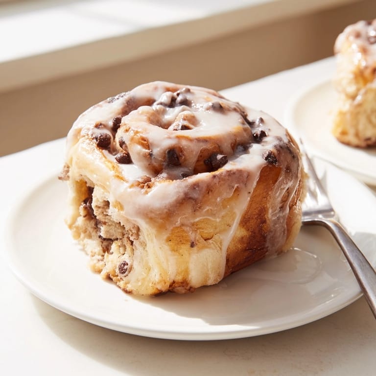 Close-up of sliced Protein Cookie Dough Sweet Rolls showing soft layers and creamy filling; ready to eat.