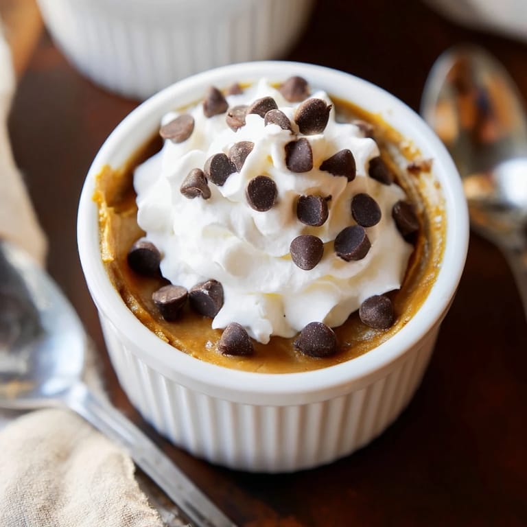 Warm Thanksgiving Chocolate Chip Pumpkin Pudding with melting chocolate, perfect for autumn gatherings.