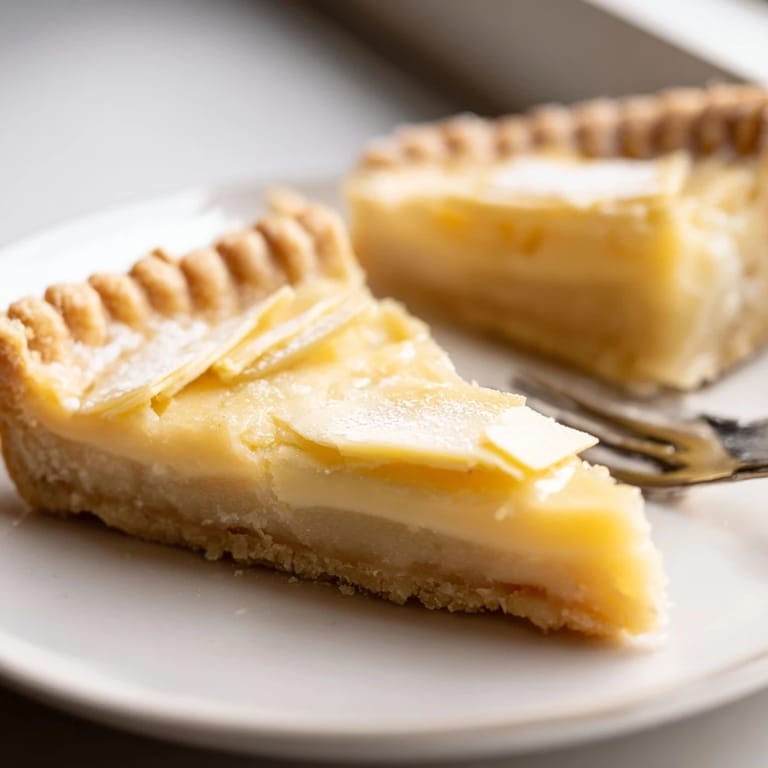 Homemade Water Pie cooling on a countertop, showcasing its delicate texture and sugary crust.
