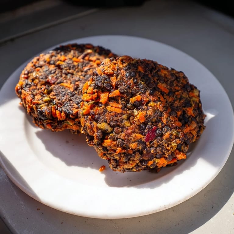 Sizzling black bean burgers cooking in a skillet, promising a flavorful, vegetarian meal tonight.