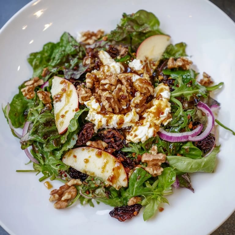Imagine the flavors! This gorgeous Spiced Honey and Date Goat Cheese Salad displays a delicious Mediterranean dish.