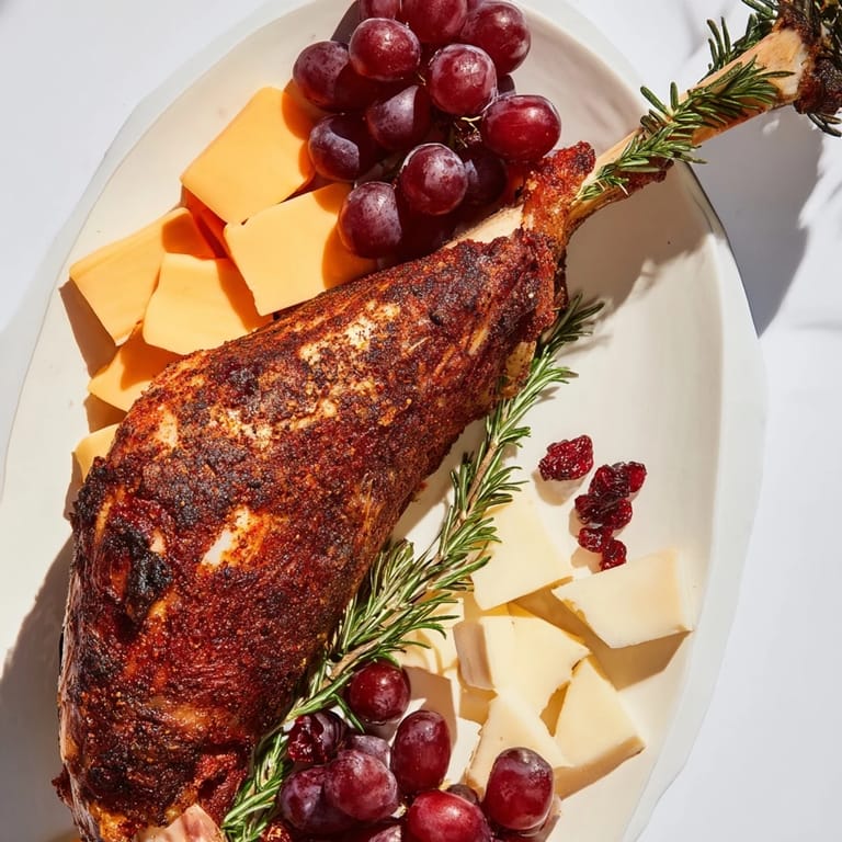 Imagine a vibrant Thanksgiving Turkey Legs Charcuterie board, with rosemary sprigs and cranberry chutney adding aromas.