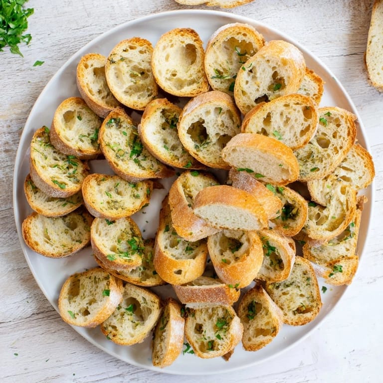 Freshly baked baguette slices artfully arranged, creating a visually delightful bread presentation.