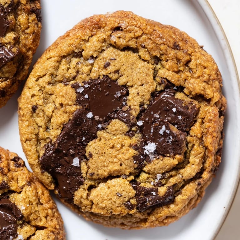 Close-up of a stack of Miso Brown Butter Cookies: Chewy centers and rich brown butter aroma present.