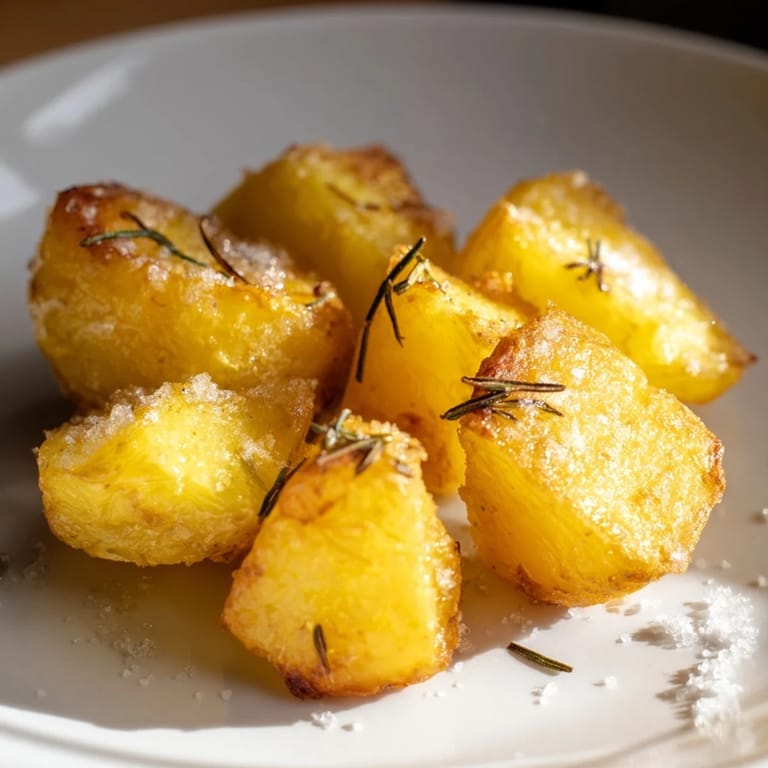 Fluffy inside, crispy outside: a platter of simple, mouthwatering Beef Tallow Roasted Potatoes.