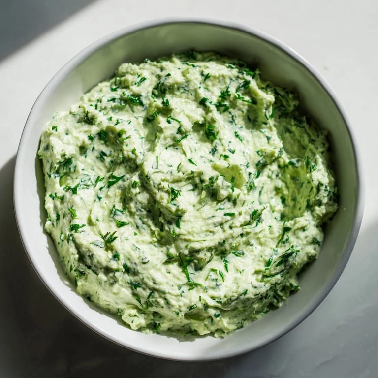 Freshly blended Green Goddess Dip, featuring a bright, zesty flavor, pictured with a colorful assortment of dippers.