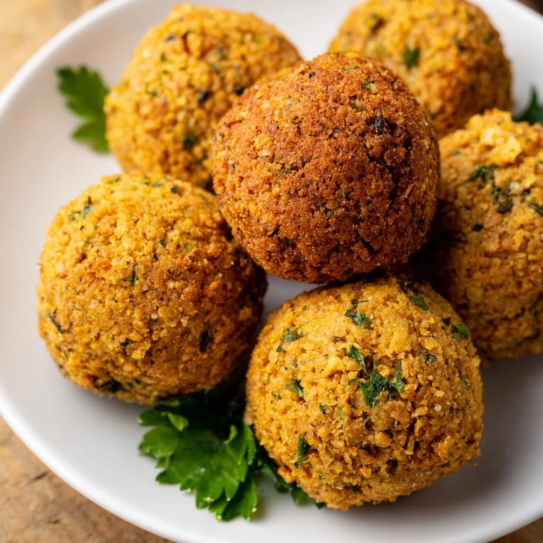 These hot, flavorful Levantine falafel balls, fried to a perfect crisp, are delicious alongside a creamy tahini sauce.