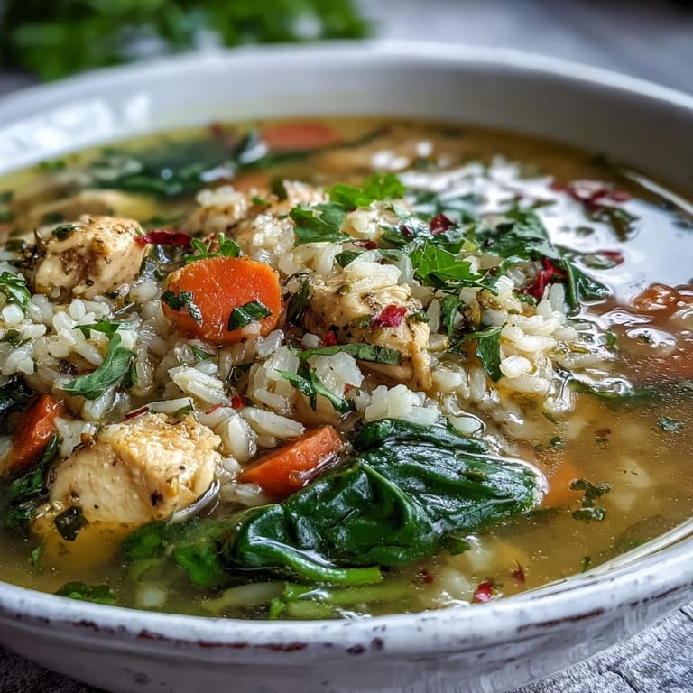 Colorful One-Pot Lemon Chicken Rice Soup with Veggies featuring carrots and celery in a cozy, steamy kitchen setting.