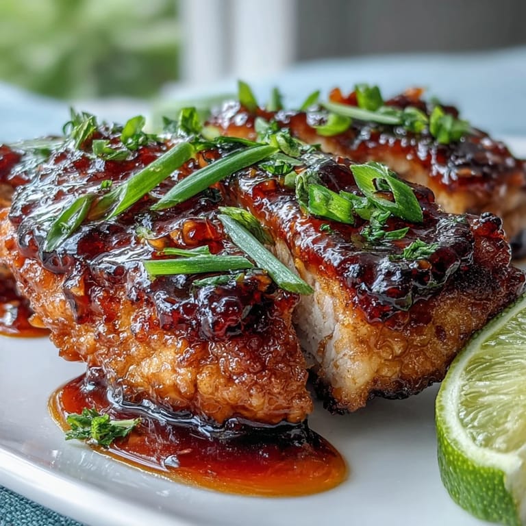 Pressure cooker Thai sweet chili chicken with tender chicken cutlets simmered in a tangy honey-lime sauce, garnished with bright green onion for color and flavor.  