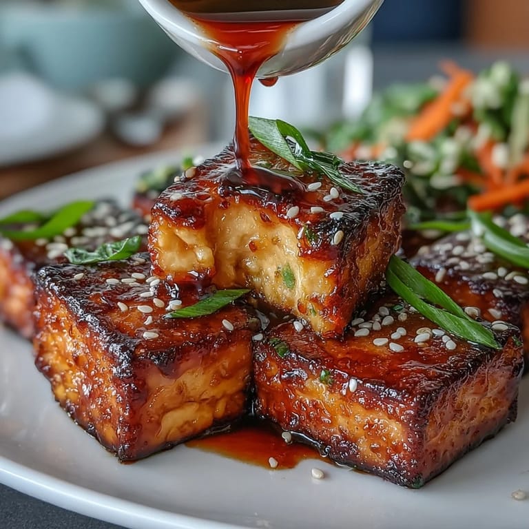 Asian-inspired vegan appetizer featuring crispy tofu in sweet chili glaze, nestled in lettuce leaves with a zesty veggie slaw.