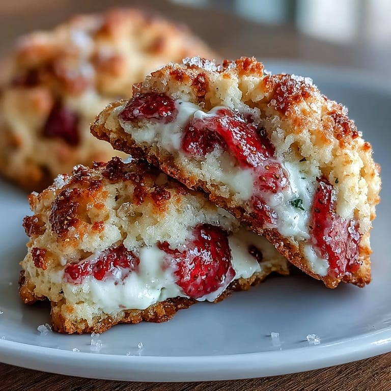 Homemade strawberry shortcake cookies bursting with juicy berries, creamy cottage cheese, and a hint of vanilla sweetness.  